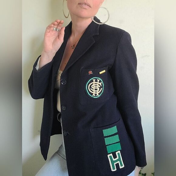 Vintage Jackets & Blazers - Bernstein Navy Wool Prep Jacket S-M